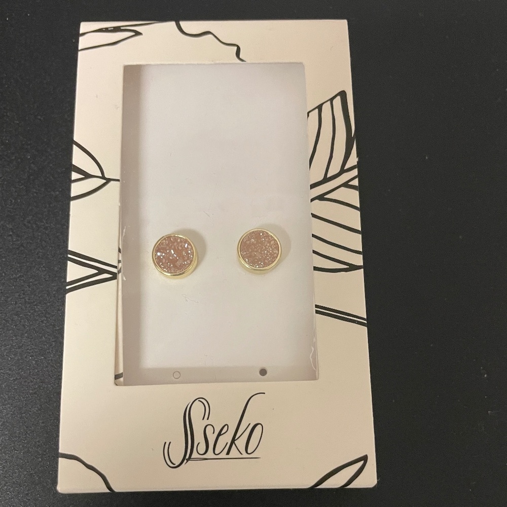 Sseko Blush Druzy Stud Earrings